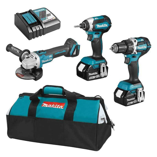 TURBOSET®️ Set mit 3 Werkzeugen MAKICH DLX3125TX1 (DDF484 + DTD153 + DGA506) 18V LXT Lithium-Ionen (2 x 5Ah)