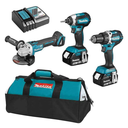 TURBOSET®️ Set mit 3 Werkzeugen MAKICH DLX3125TX1 (DDF484 + DTD153 + DGA506) 18V LXT Lithium-Ionen (2 x 5Ah)